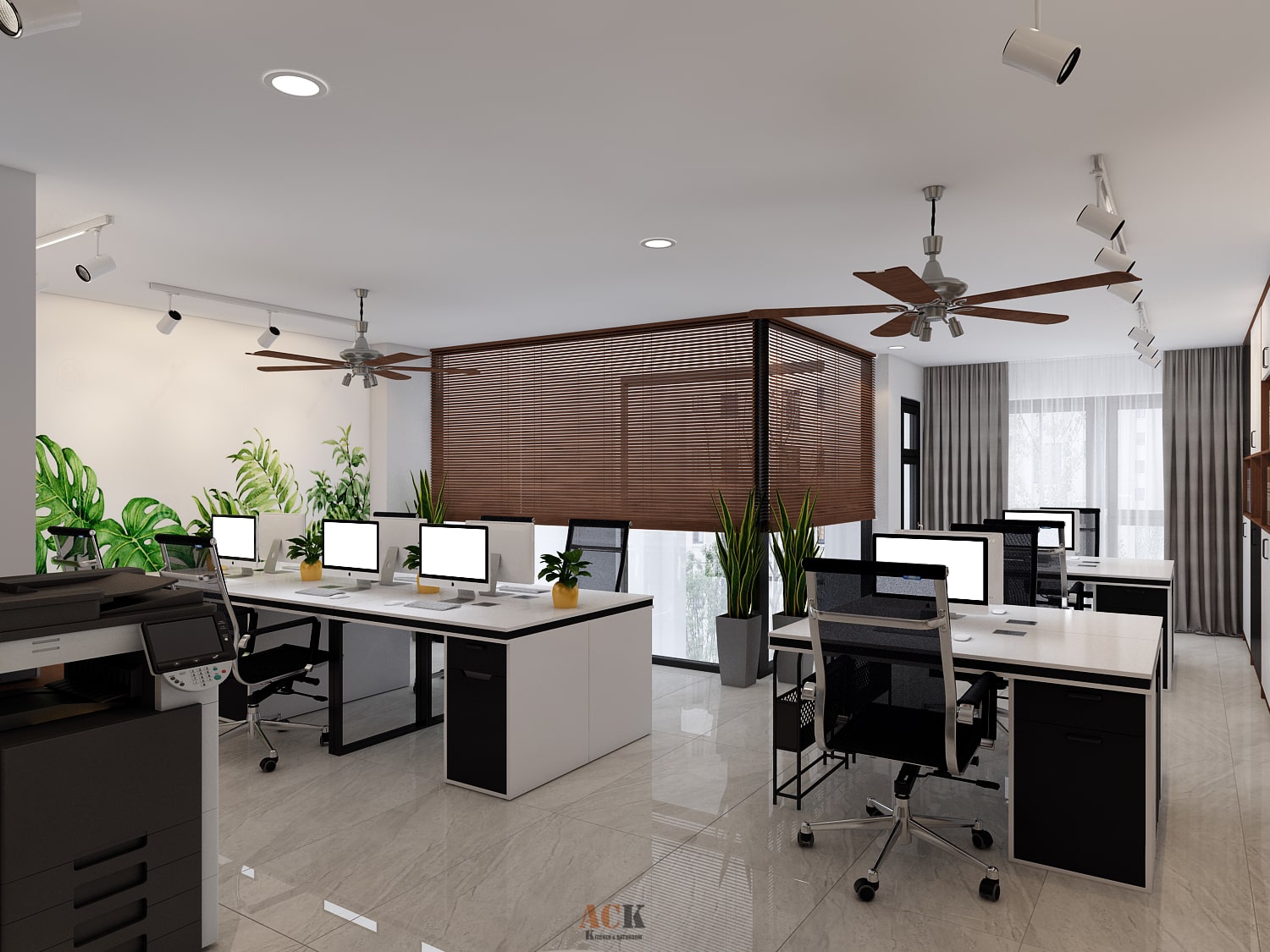 Thi công nội thất văn phòng Vạn Phúc cùng nội thất ACKKIBA